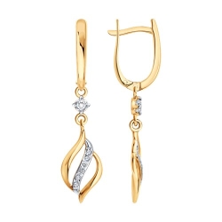 Cercei Suspendați din aur roșu cu pietre Cubic Zirconia Incolor