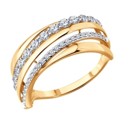 Inel din aur roșu cu pietre Cubic Zirconia Incolor