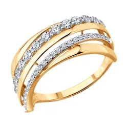 Inel din aur roșu cu Cubic Zirconia Incolor