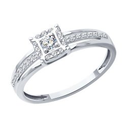 Inel din aur alb cu pietre Diamant