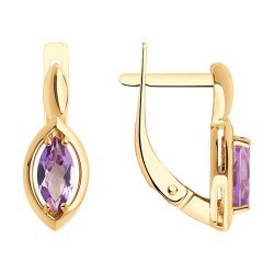 Серьги из красного золота с камнями Аметист