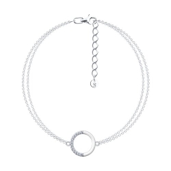 Браслет из серебра с камнями Фианит, Эмаль