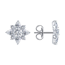 Cercei Pusete din argint  cu pietre Cubic Zirconia Incolor