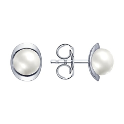 Cercei Pusete din argint  cu pietre Perla Albă