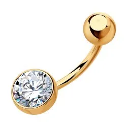 Piercing din aur roșu cu Cubic Zirconia Incolor
