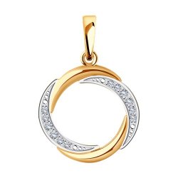 Pandantiv din aur roșu cu pietre Cubic Zirconia Incolor