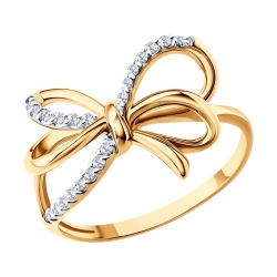 Inel din aur roșu cu pietre Cubic Zirconia Incolor