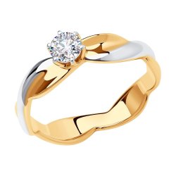 Inel din aur roșu cu pietre Cubic Zirconia Incolor
