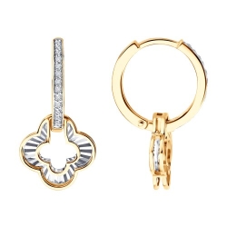 Серьги Конго из красного золота с камнями Бриллиант