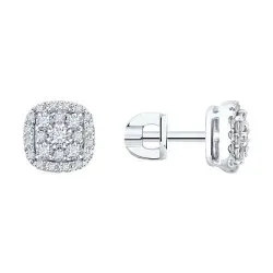 Cercei Pusete din aur alb cu Diamant