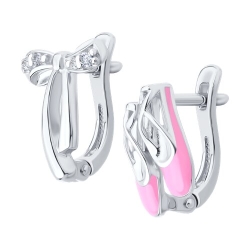 Cercei p-u copii din argint  cu pietre Cubic Zirconia Incolor, Emailare