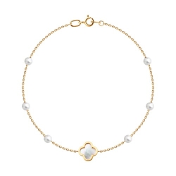 Браслет из красного золота с камнями Жемчуг белый , Перламутр белый