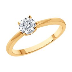 Кольцо из белого и красного золота с камнями Бриллиант