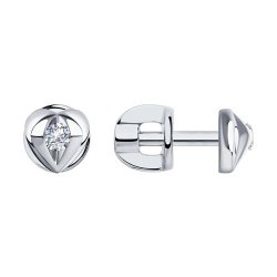 Cercei Pusete din aur alb cu pietre Diamant