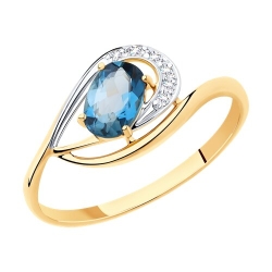 Inel din aur roșu cu pietre Cubic Zirconia Incolor, Topaz London