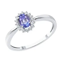 Inel din aur alb cu Diamant, Tanzanit