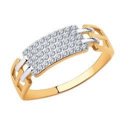 Inel din aur roșu cu pietre Cubic Zirconia Incolor
