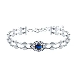 Brățară din argint cu Cubic Zirconia Incolor, Cubic Zirconia Albastru Safir