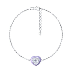 Браслет Love из серебра с камнями Фианит, Эмаль