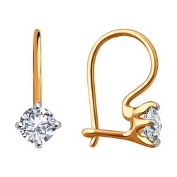 Cercei p-u copii din aur roșu cu pietre Cubic Zirconia Incolor