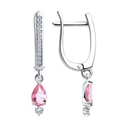 Cercei Suspendați din argint  cu pietre Cubic Zirconia Incolor, Cubic Zirconia Roz