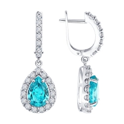 Cercei Suspendați din argint  cu pietre Cubic Zirconia Incolor, Cubic Zirconia Albastru