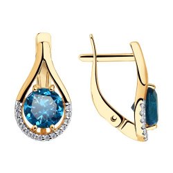 Cercei din aur roșu cu pietre Cubic Zirconia Incolor, Topaz London