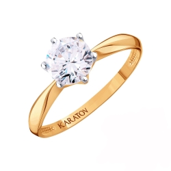 Inel din aur roșu cu pietre Cubic Zirconia Incolor