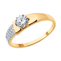 Inel din aur roșu cu pietre Cubic Zirconia Incolor