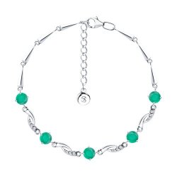 Brățară din argint  cu pietre Cubic Zirconia Incolor, Agat verde