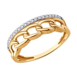 Inel din aur roșu cu pietre Cubic Zirconia Incolor