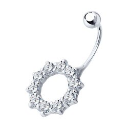 Piercing din argint  cu pietre Cubic Zirconia Incolor