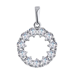 Pandantiv din aur alb cu pietre Cubic Zirconia Incolor