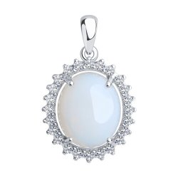 Pandantiv din argint  cu pietre Cubic Zirconia Incolor, Opalit