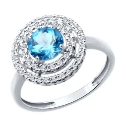 Inel din aur alb cu Cubic Zirconia Incolor, Topaz Swiss