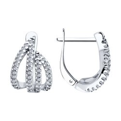 Серьги из серебра с камнями Фианит
