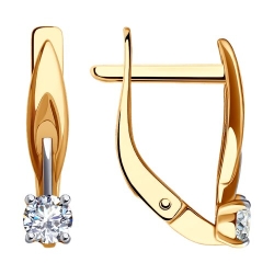 Cercei din aur roșu cu pietre Cubic Zirconia Incolor