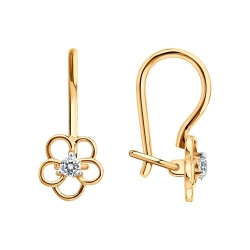 Cercei p-u copii din aur roșu cu pietre Cubic Zirconia Incolor