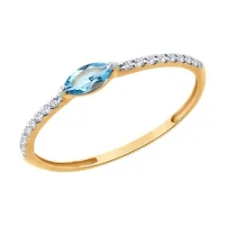 Inel din aur roșu cu Cubic Zirconia Incolor, Topaz Swiss