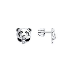 Cercei Pusete din argint  cu pietre Cubic Zirconia Incolor, Emailare