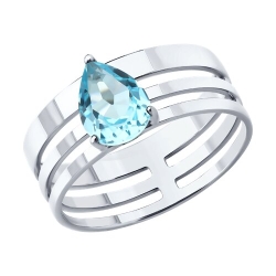 Inel din argint  cu pietre Topaz albastru