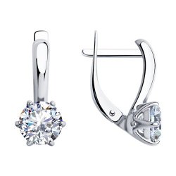 Серьги из серебра с камнями Фианит