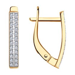 Серьги из красного золота с камнями Фианит