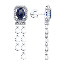 Cercei Pusete din aur alb cu pietre Diamant, Safir