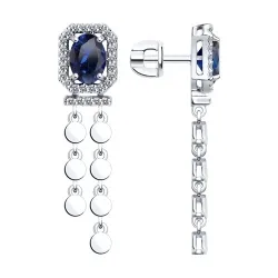 Cercei Pusete din aur alb cu Diamant, Safir