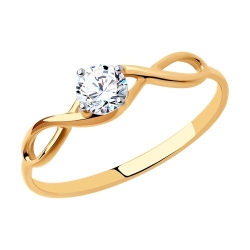 Кольцо из красного золота с камнями Фианит