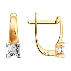 Серьги из белого и красного золота с камнями Бриллиант