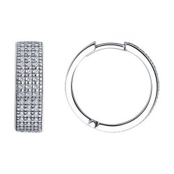 Cercei Creole din argint  cu pietre Cubic Zirconia Incolor