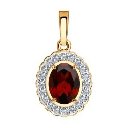 Pandantiv din aur roșu cu Cubic Zirconia Incolor, Granat