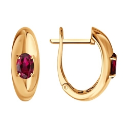 Cercei din aur roșu cu pietre Rubin